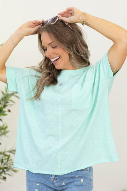 100% Cotton Short Sleeve Tee with Pocket