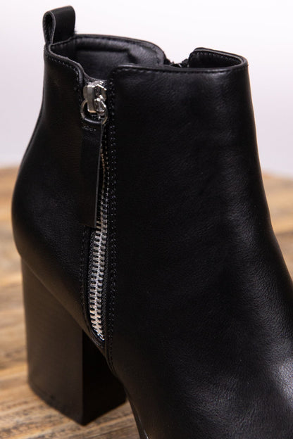 Black Faux Leather Side Zip Tall Bootie