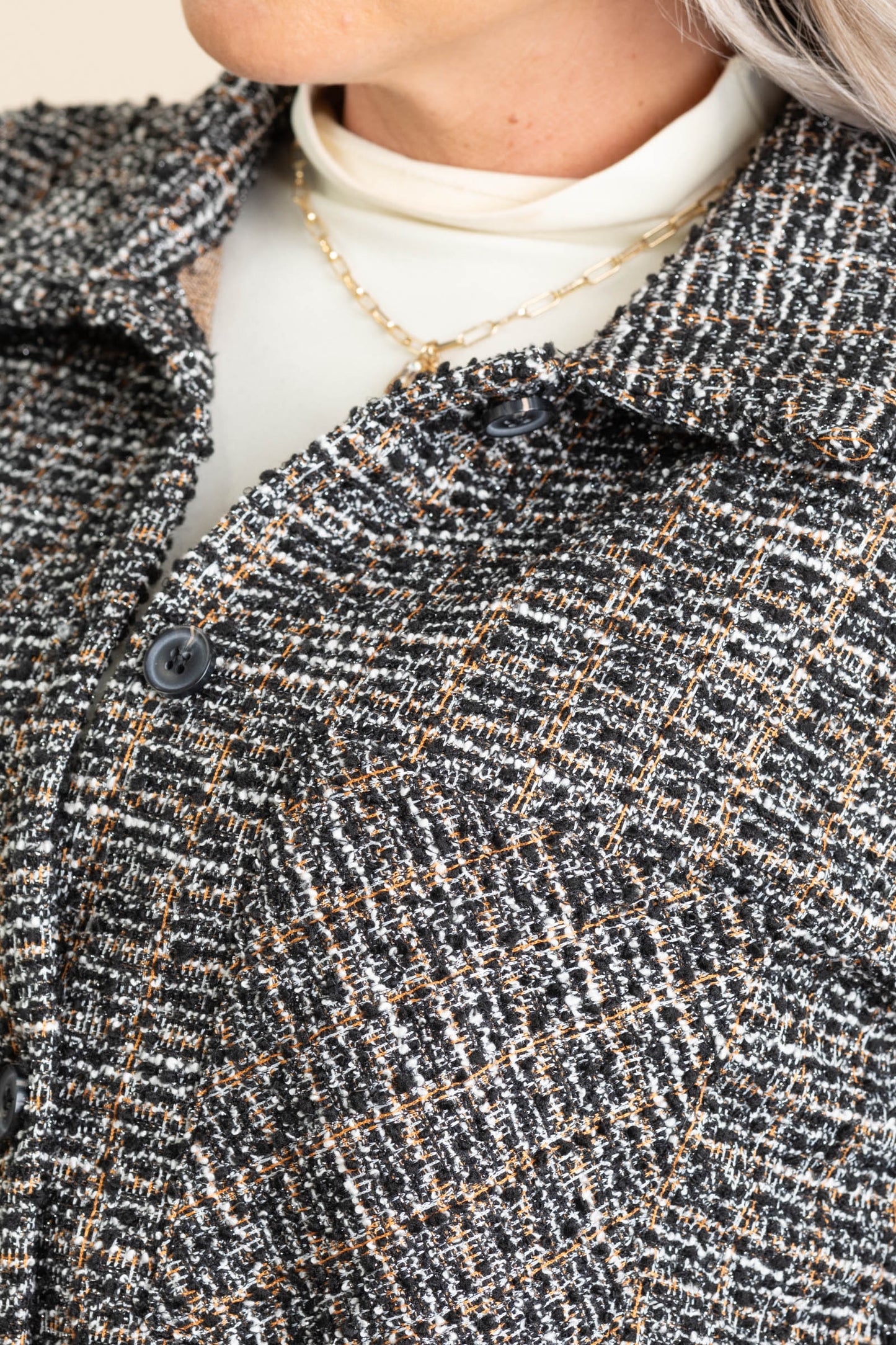Black Houndstooth Tweed Shacket