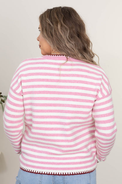 Blanket Stitched Stripe Sweaters