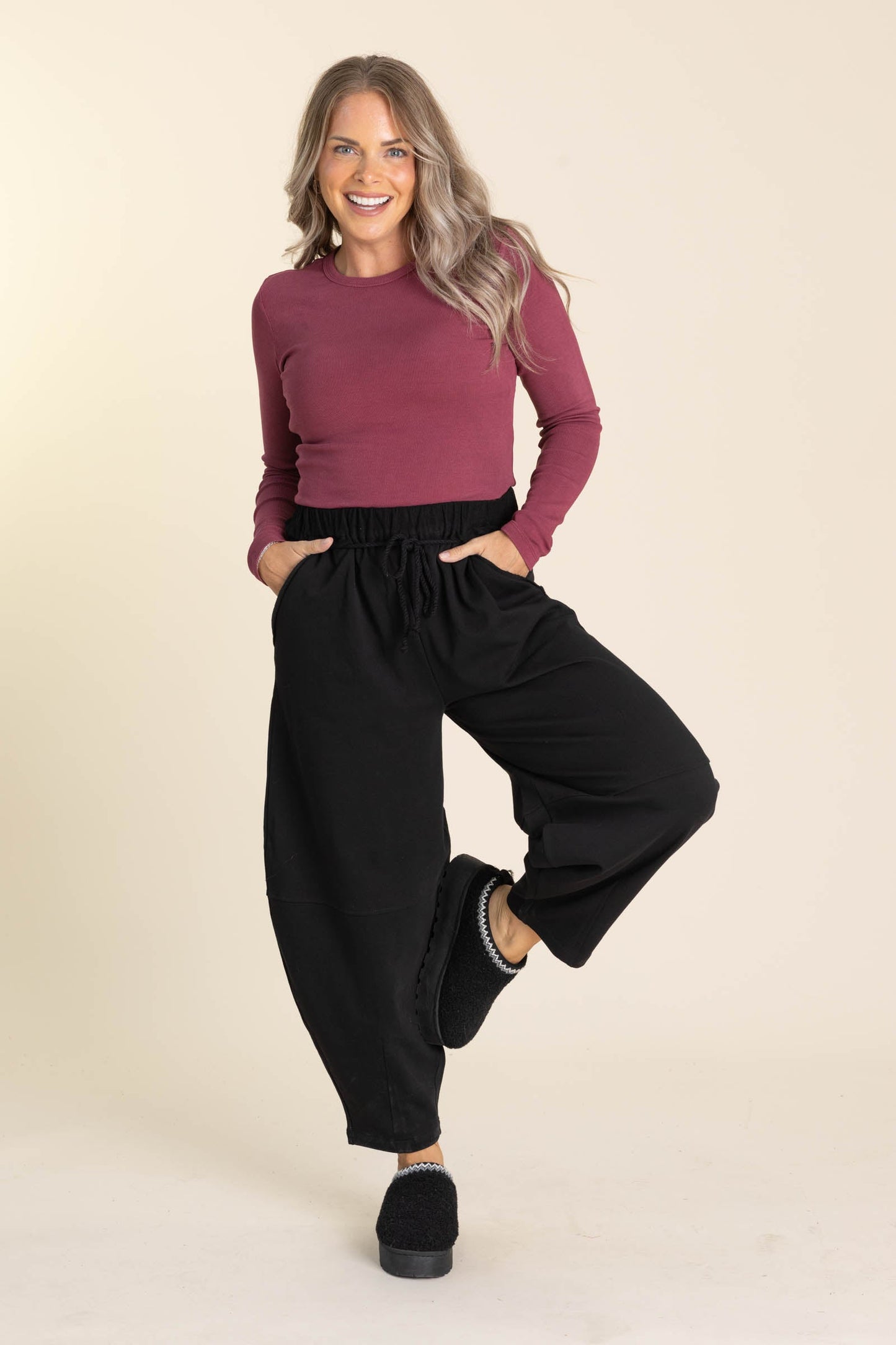 Braid Waist Barrel Pants