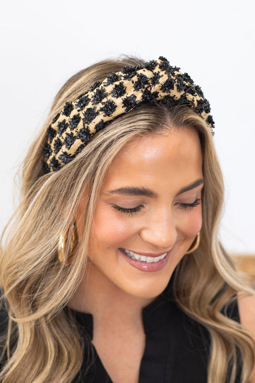 Black Straw Weaving Knot Headband