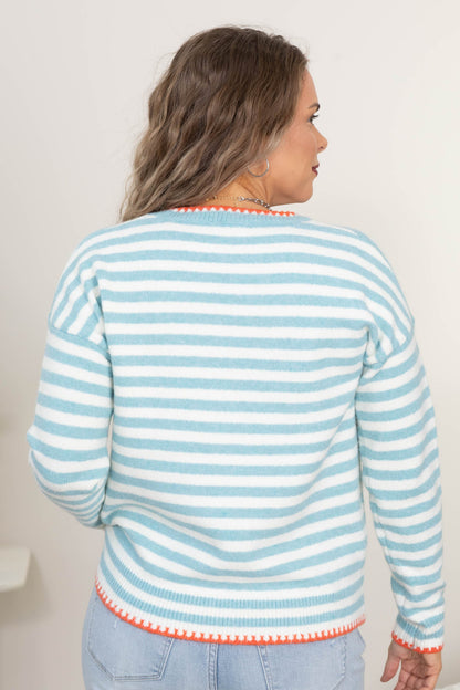 Blanket Stitched Stripe Sweaters