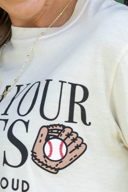 Baseball Calm Your Mitts Cropped Tee- 100% Cotton