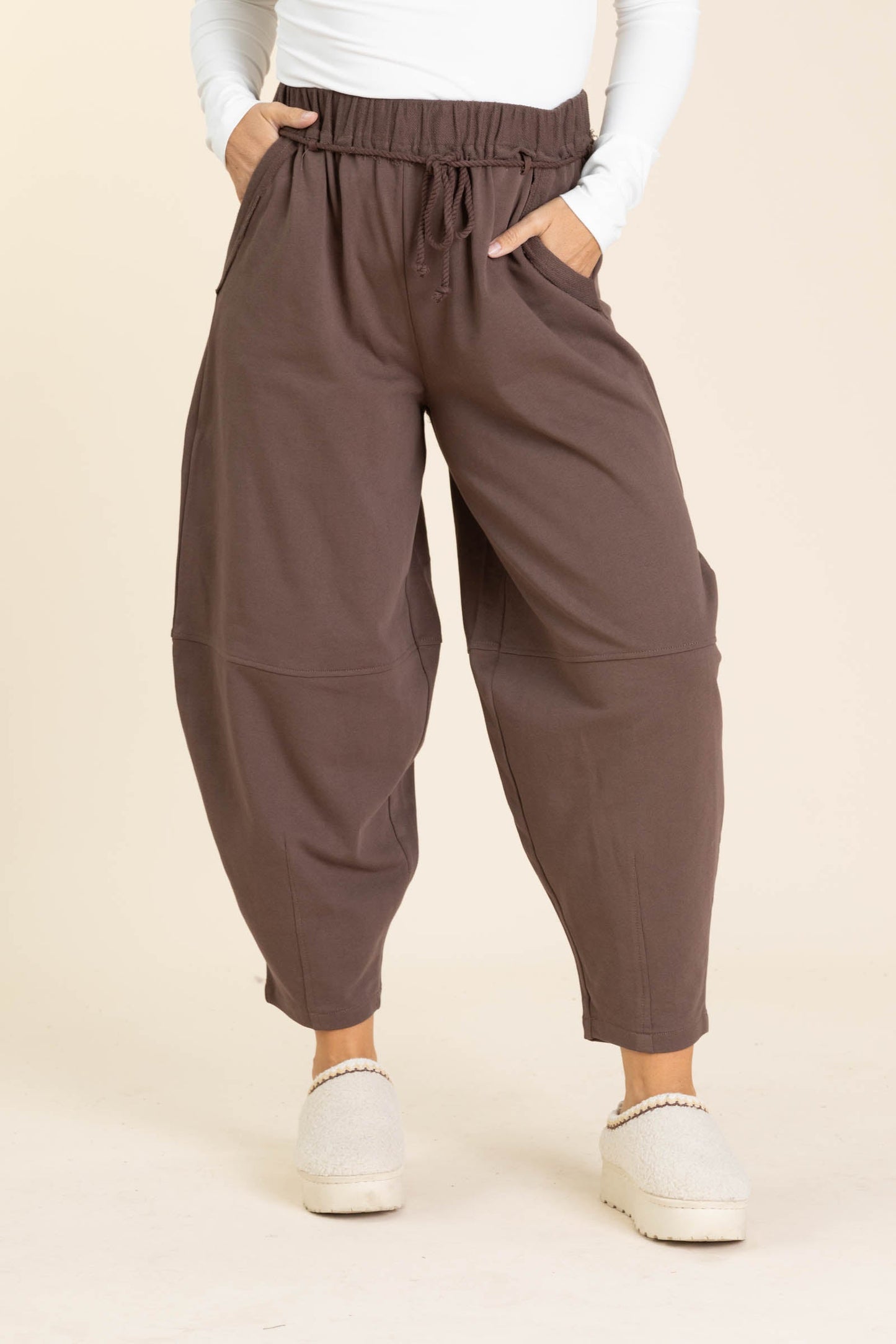 Braid Waist Barrel Pants