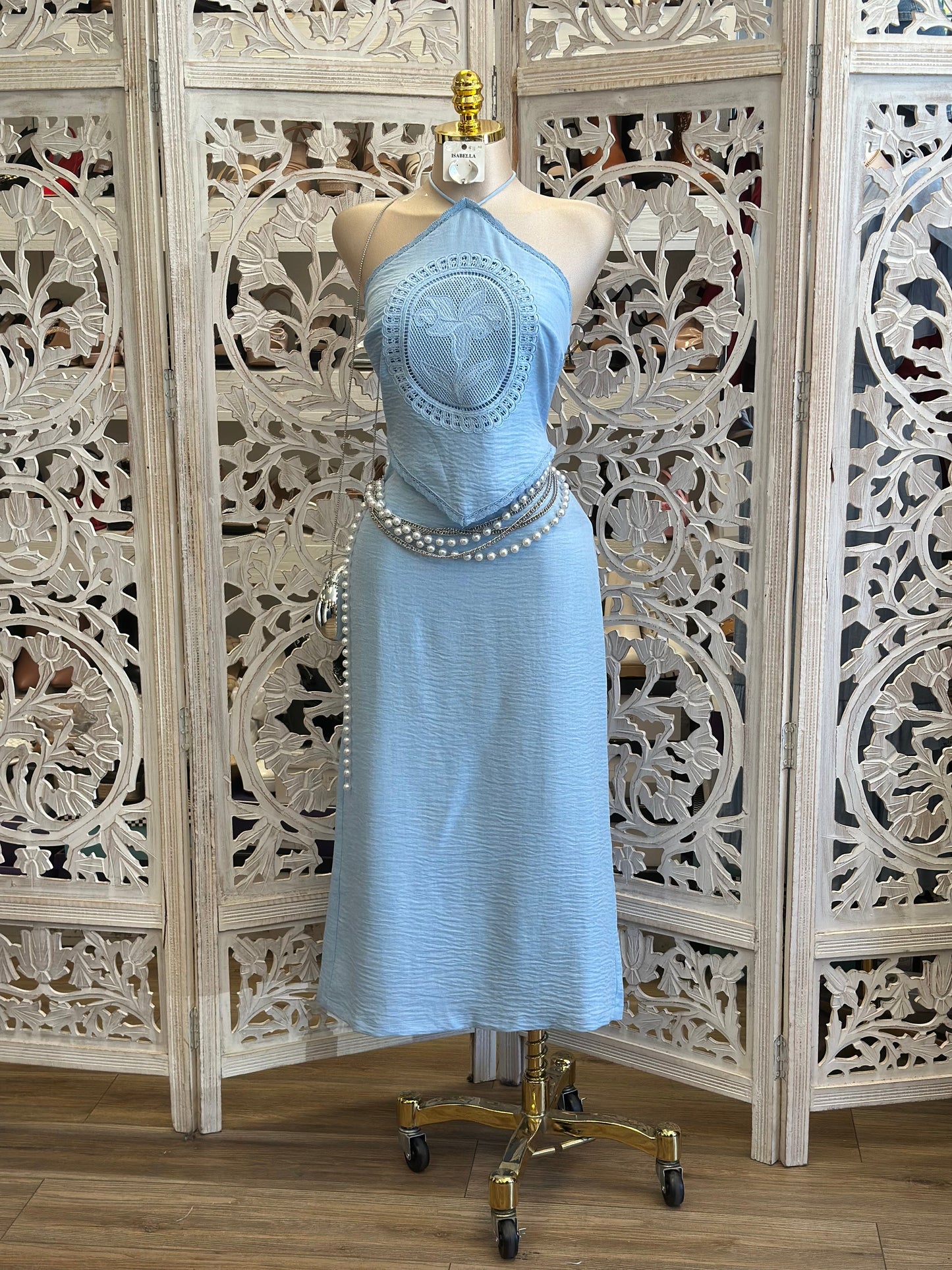 Light Blue Bandana Dress -Estira, Stretchy
