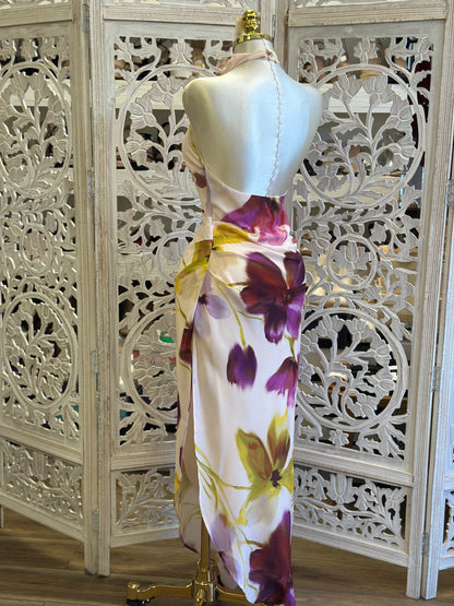 Prune Floral Midi Dress -Not Stretchy, Not Estira
