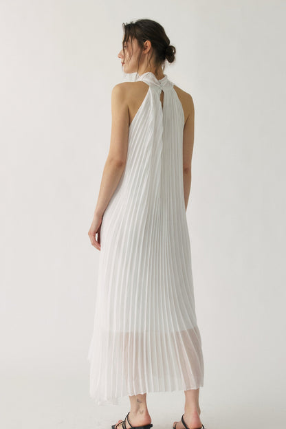 Elena Pleated Halter Maxi Dress