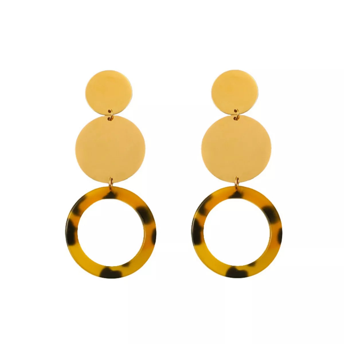 18K Gold-Plated Geometric Circle Dangle Earrings