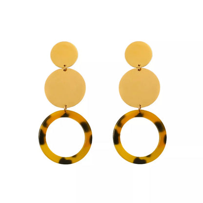 18K Gold-Plated Geometric Circle Dangle Earrings