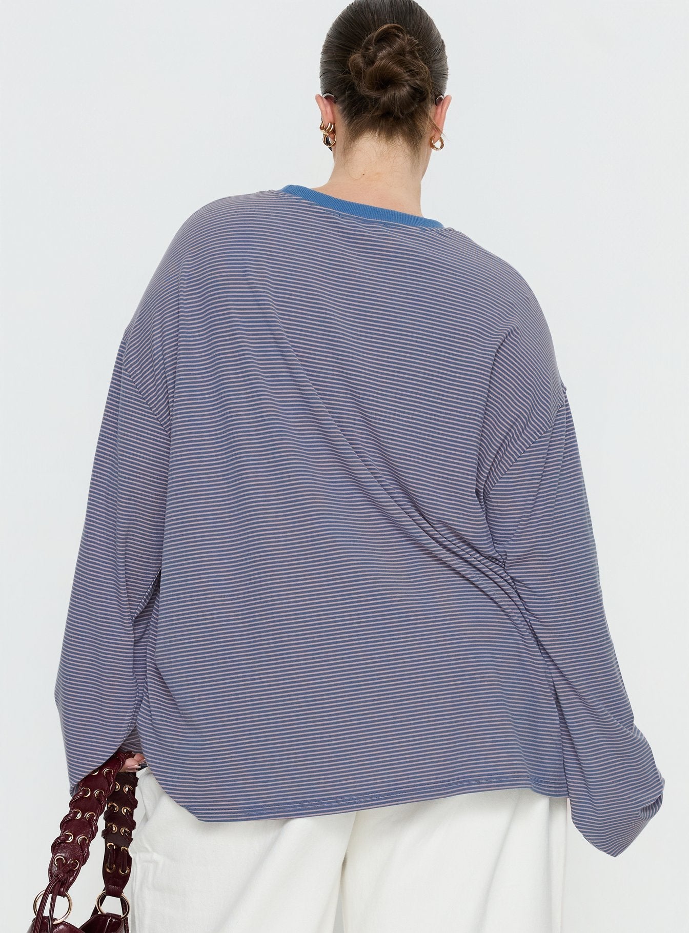 Marlah Long Sleeve Top Blue Stripe Curve