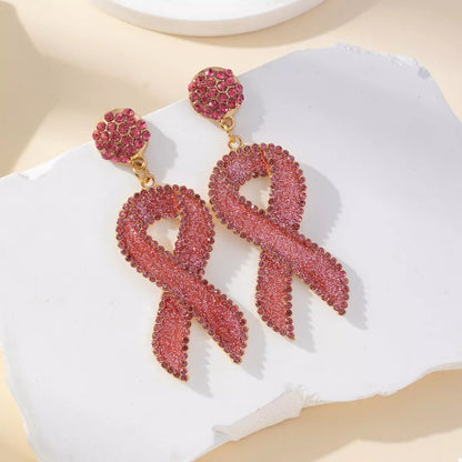 Rhinestone Ribbon Drop Earrings