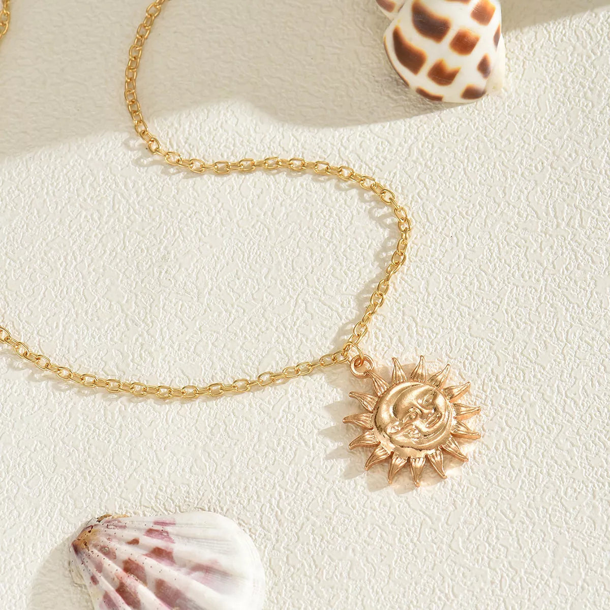 18K Gold-Plated Sunburst Pendant Necklace