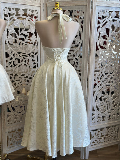 Pearl Flare Embroidered Midi Dress- Not Stretchy, No Estira