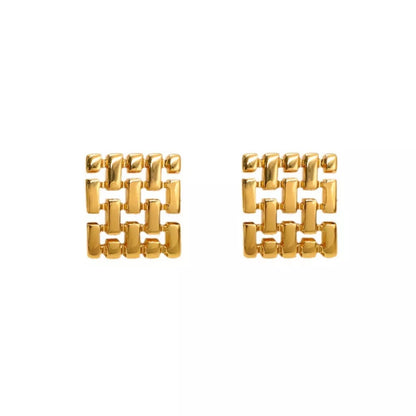 18K Gold-Plated Geometric Stud Earrings