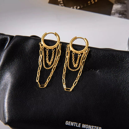 18K Gold-Plated Chain Hoop Earrings