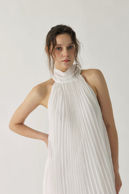 Elena Pleated Halter Maxi Dress