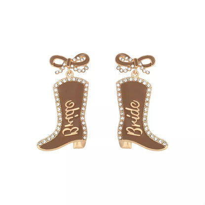 Cowgirl Boot Dangle Earrings with Bow