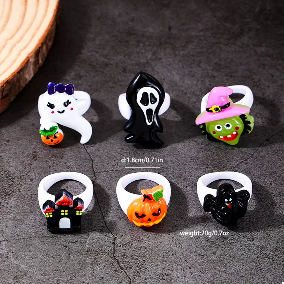6 Piece Halloween Themed Rings
