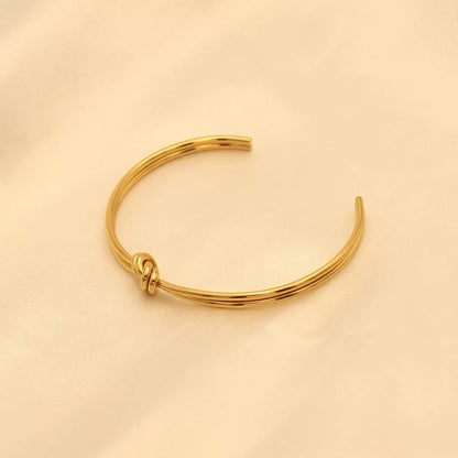 18K Gold-Plated Knot Open Bracelet