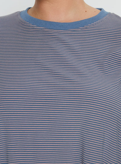 Marlah Long Sleeve Top Blue Stripe Curve