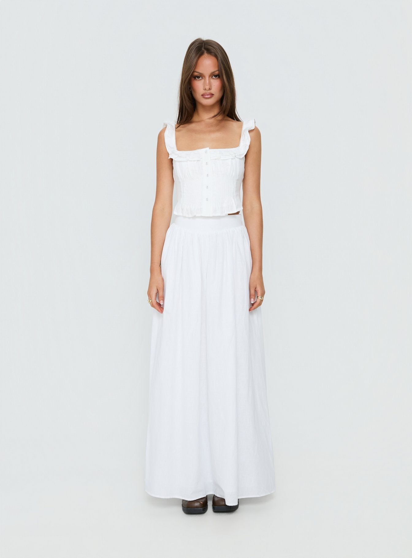 Isadoria Frill Top White