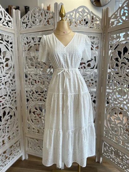 Eyelet Maxi Dress- Slightly Stretchy