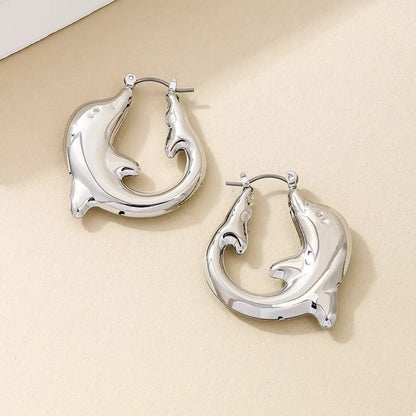 18K Gold-Plated Dolphin Hoop Earrings
