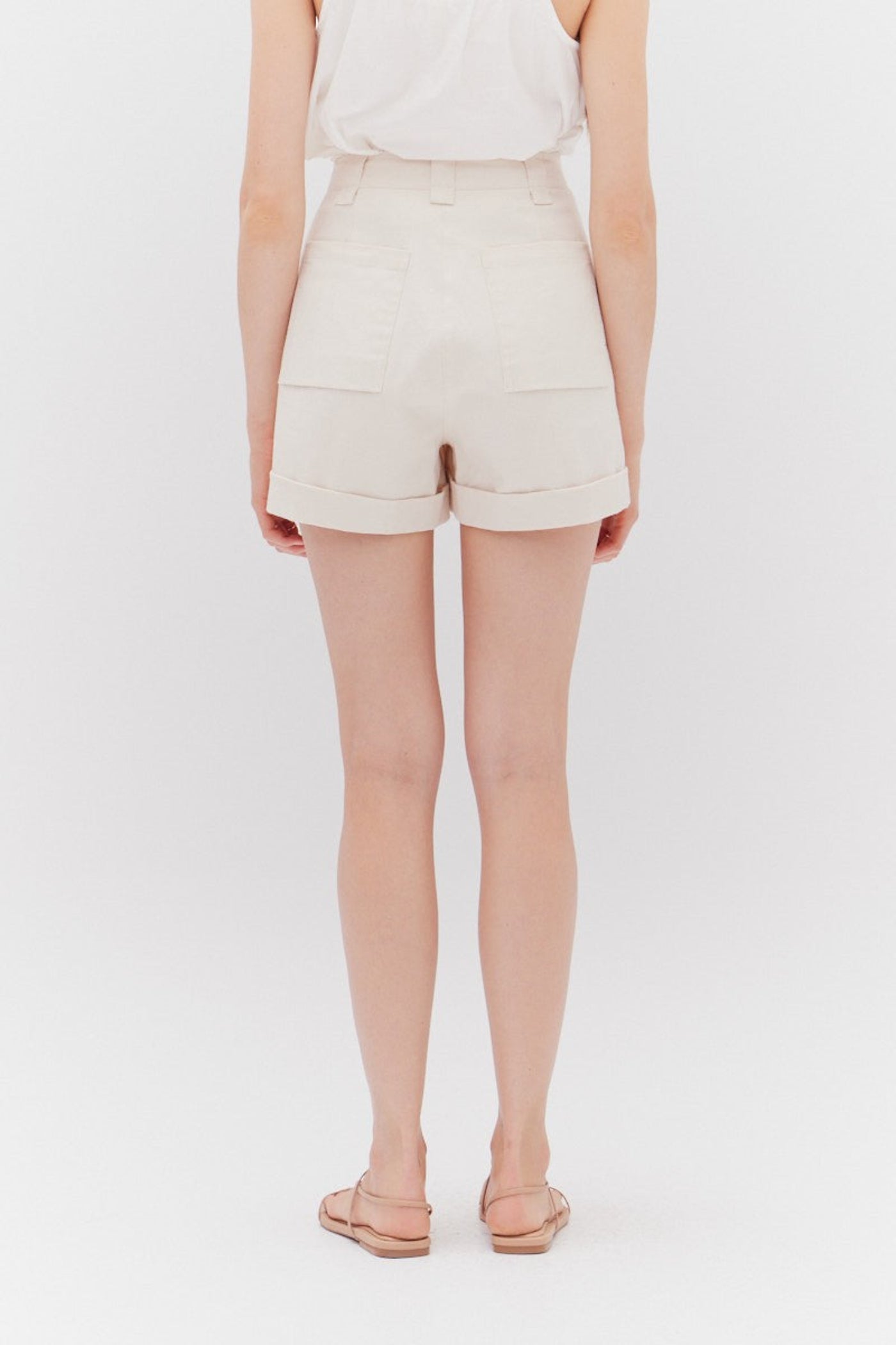 MARJORIE TWILL MID-RISE SHORTS