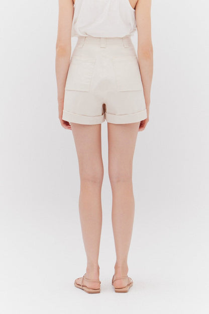 MARJORIE TWILL MID-RISE SHORTS
