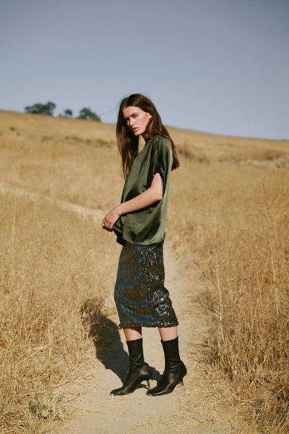 OLIVIA EMERALD SEQUIN SKIRT