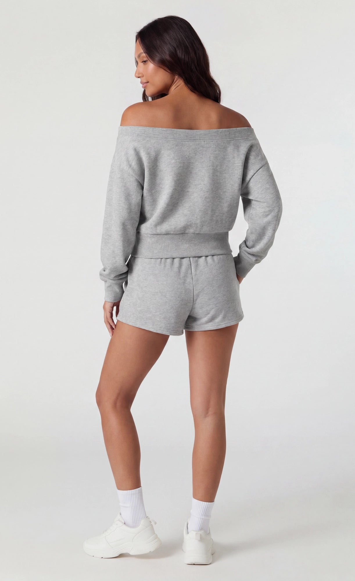 Fleece Graphic Off Shoulder Sweatshirt
