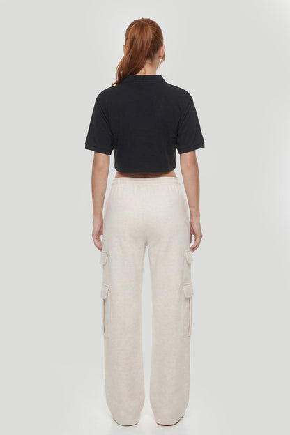 Embroidered Oversized Cropped Polo