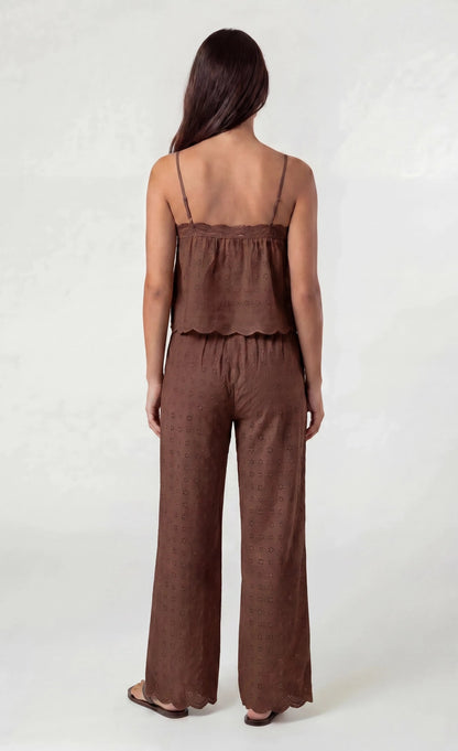 Eyelet Wide Leg Pant