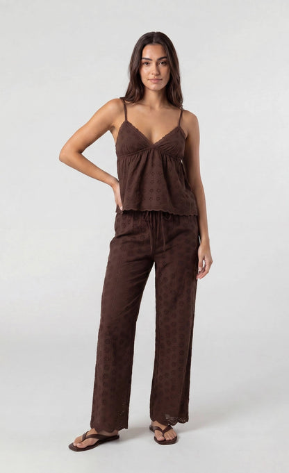Eyelet Wide Leg Pant