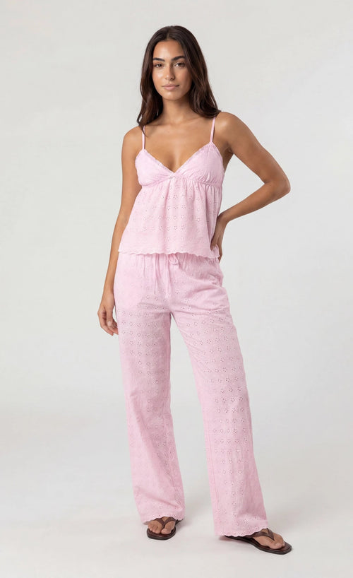 Eyelet Wide Leg Pant