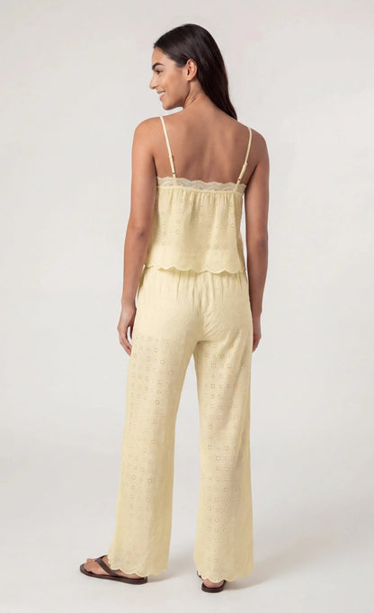 Eyelet Wide Leg Pant