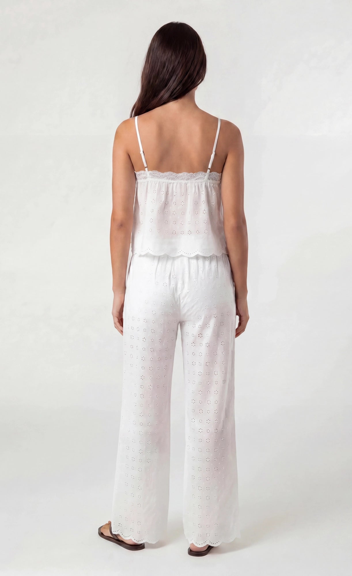 Eyelet Wide Leg Pant