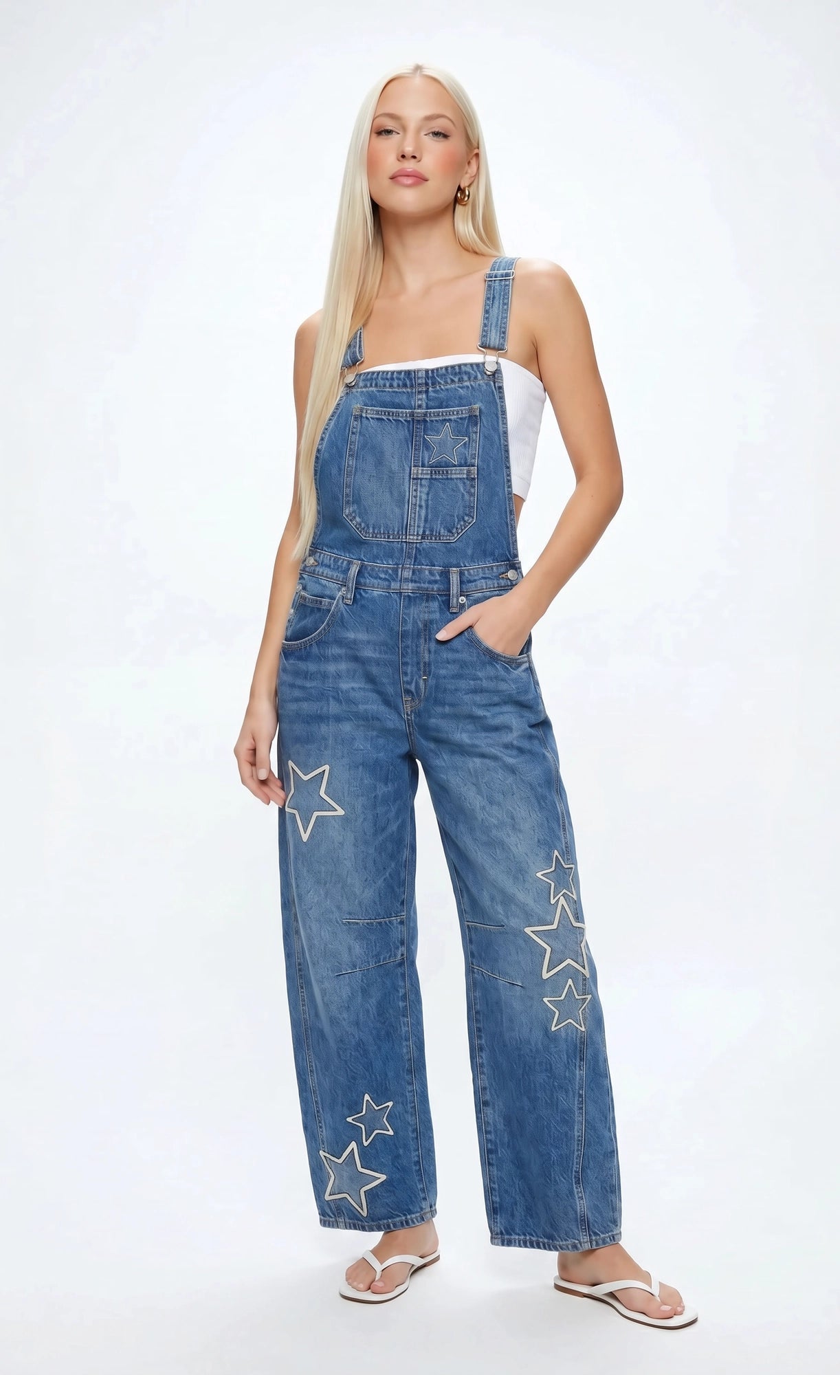 Graphic Denim Overalls