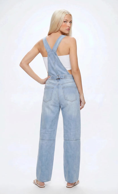 Barrel Leg Denim Overalls