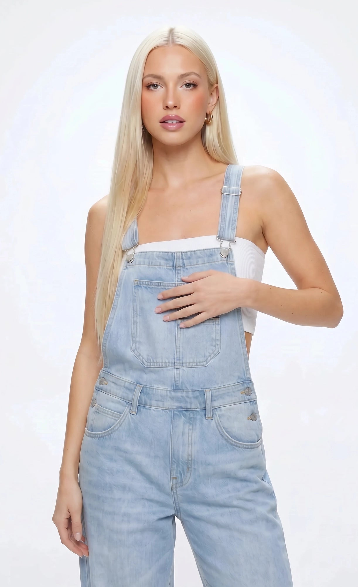 Barrel Leg Denim Overalls