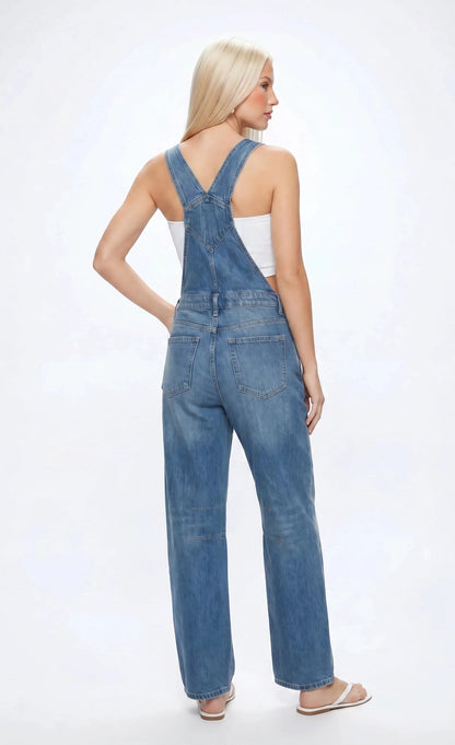 Barrel Leg Denim Overalls