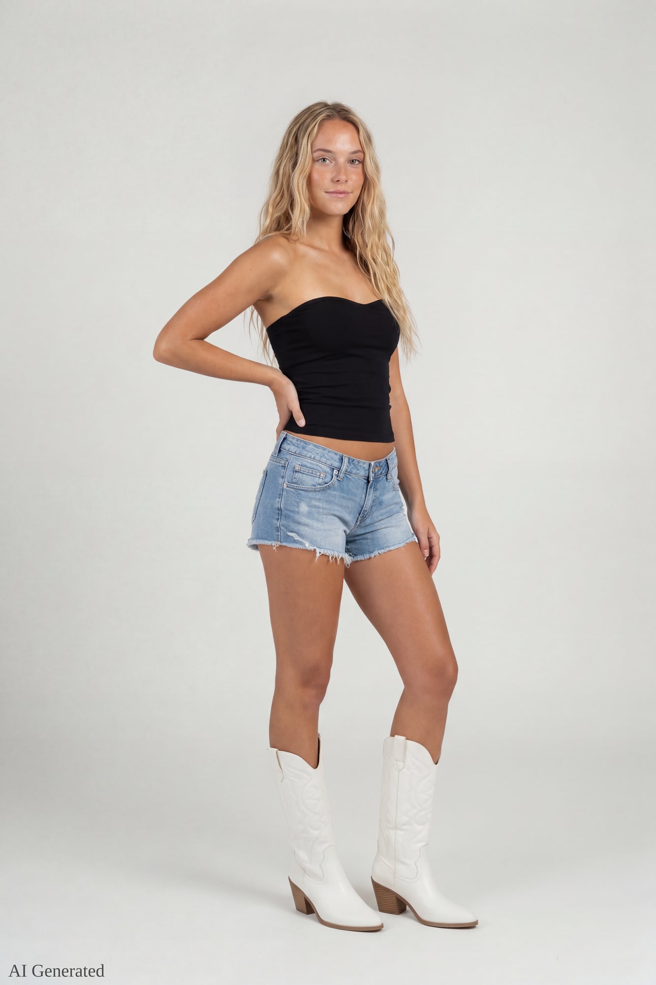 Ripped Embroidered Denim Short