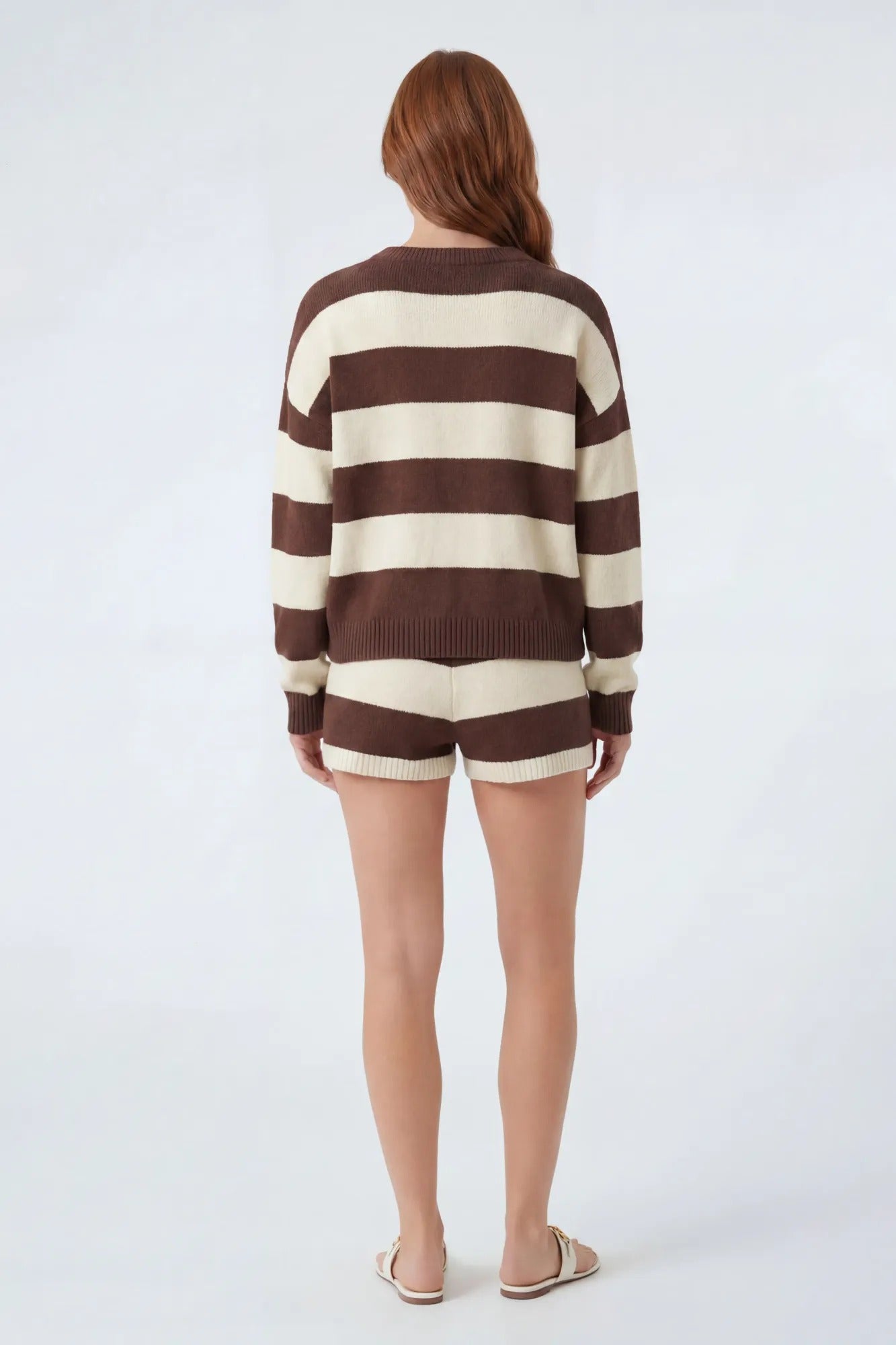 Striped Sweater & Knit Short Set