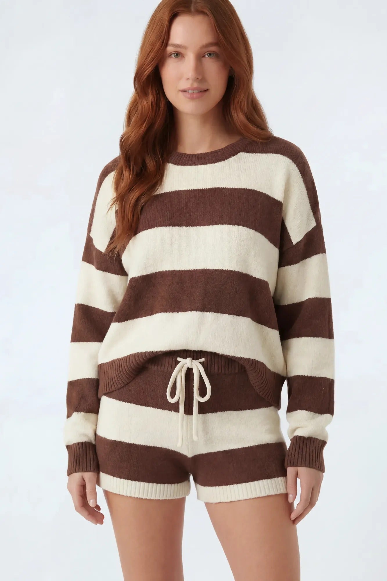 Striped Sweater & Knit Short Set