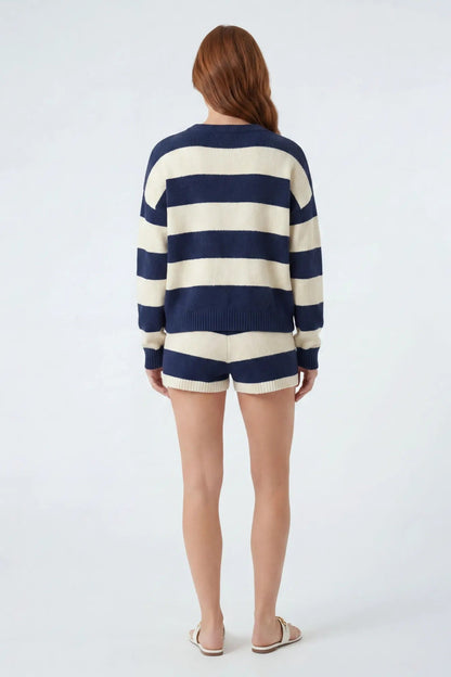 Striped Sweater & Knit Short Set