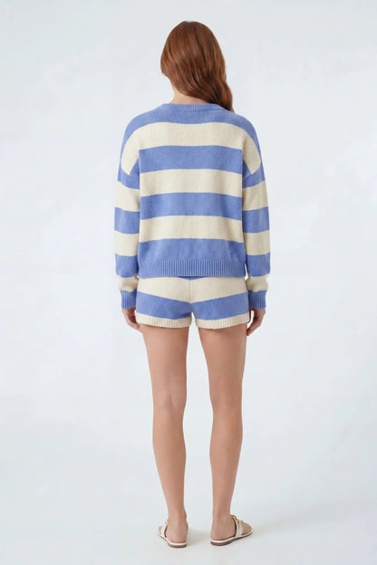 Striped Sweater & Knit Short Set