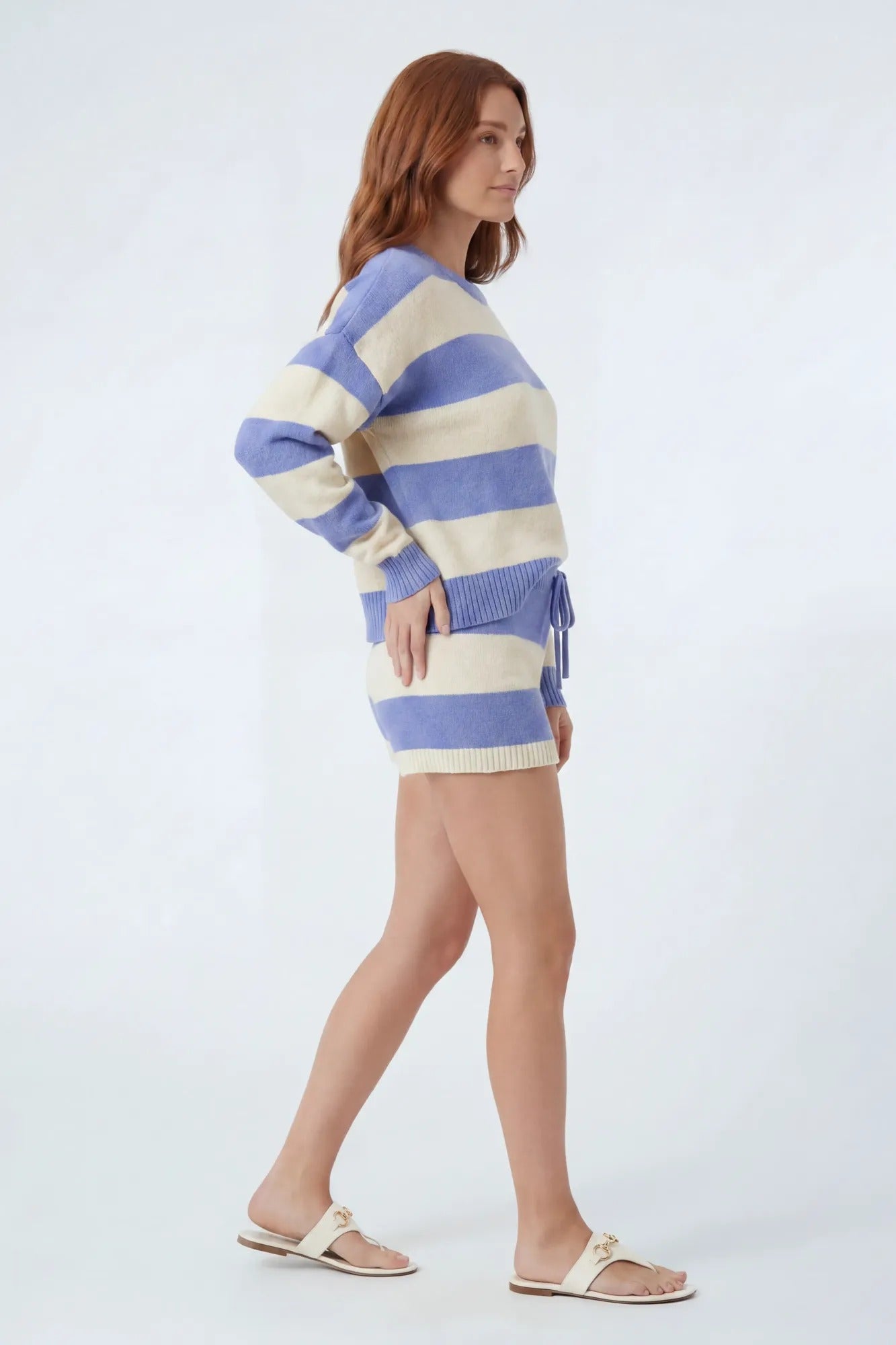Striped Sweater & Knit Short Set