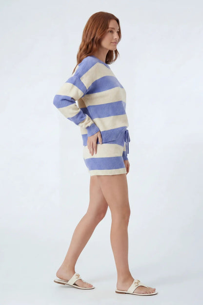 Striped Sweater & Knit Short Set