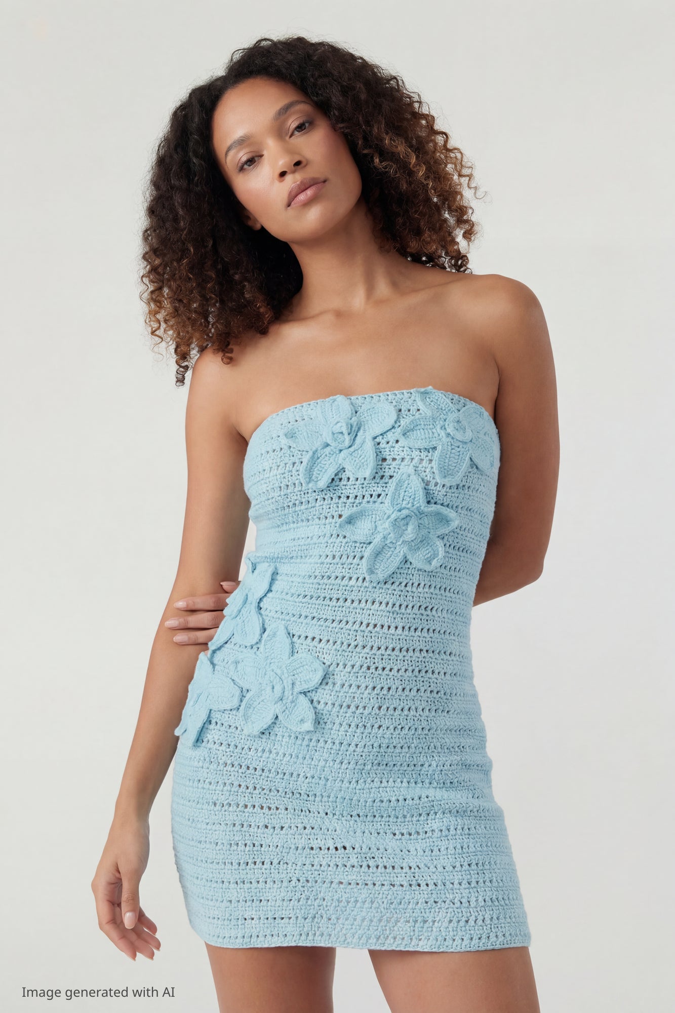 Crochet Floral Mini Tube Dress